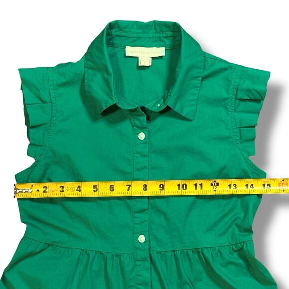 Monteau Los Angeles Womens Kelly Green Button Down Tiered Sleeveless Dress Small - Picture 6 of 8